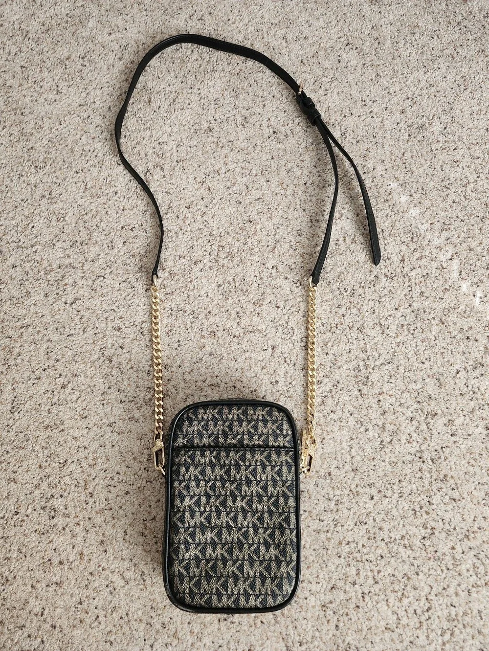 Michael Kors Blaire Black/Gold Small  Signature Logo Chain Crossbody Bag